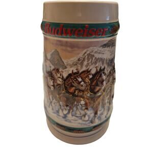 Vintage Beer Mug Budweiser Holiday Beer Stein 1993 Special Deliver Clydesdales